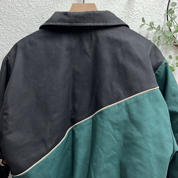 Vintage Aztec Bomber Jacket 80s 90s Streetwear Tribal Black Green Vtg Rare - Picture 10 of 13